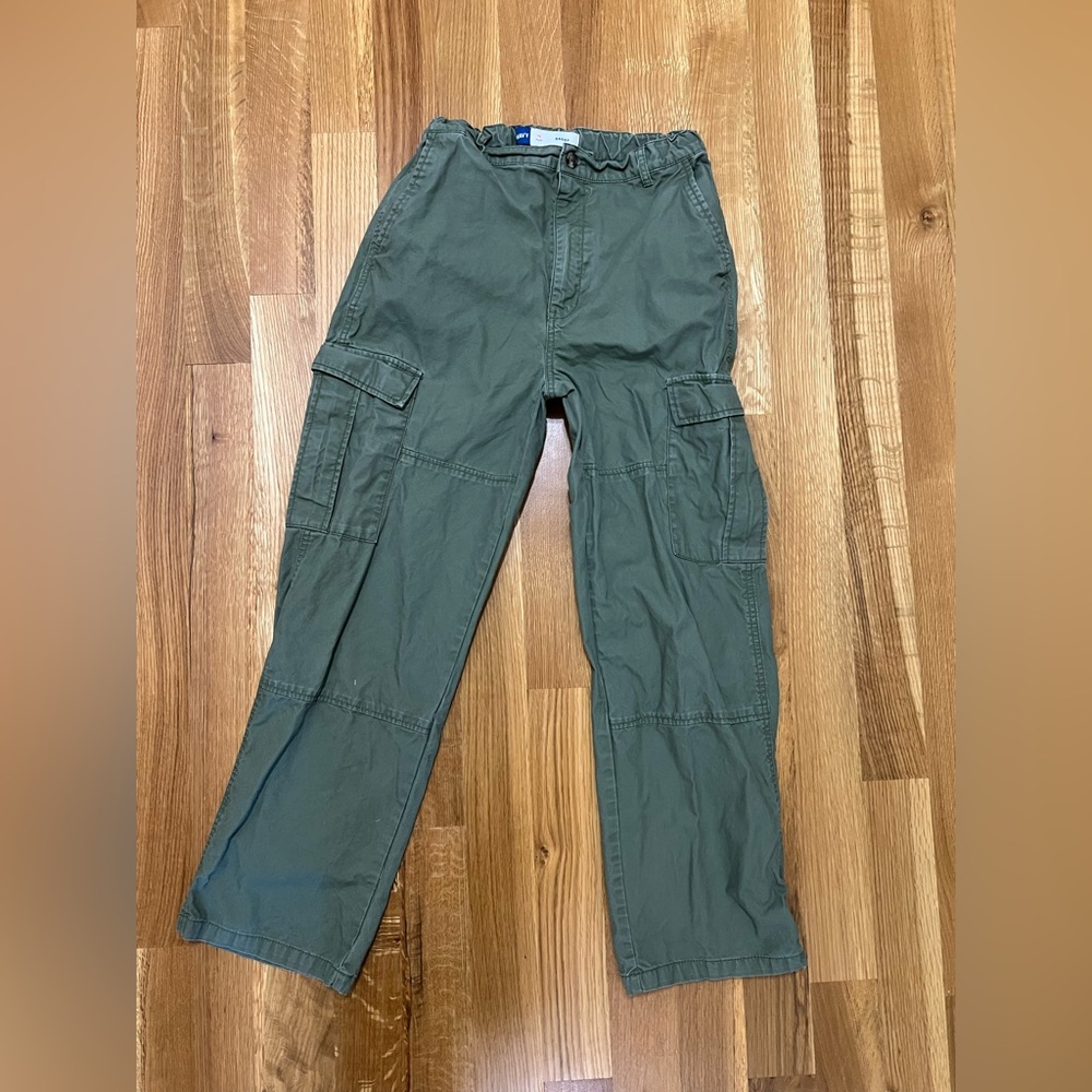 Old Navy Cargo Boys Pants Green Elastic Waist Pants
